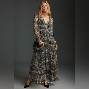 Anthropologie The Marais Printed Chiffon Maxi Dress